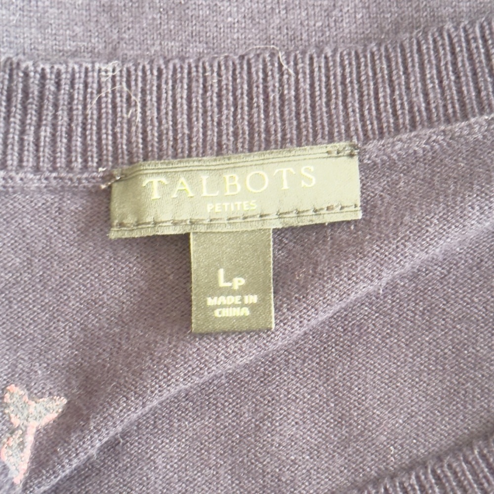 Talbots Three Quarter Sleeve Nautical Embroidered Sweater - Picture 7 of 8